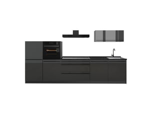 Vicco cuisine, anthracite haute brillanceanthracite, 340cm plan de travail anthracite
