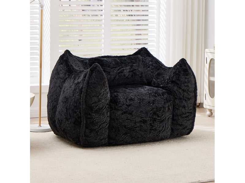  Fauteuil poire géant 123x97x73 cm avec coussin noir  - Conforama C