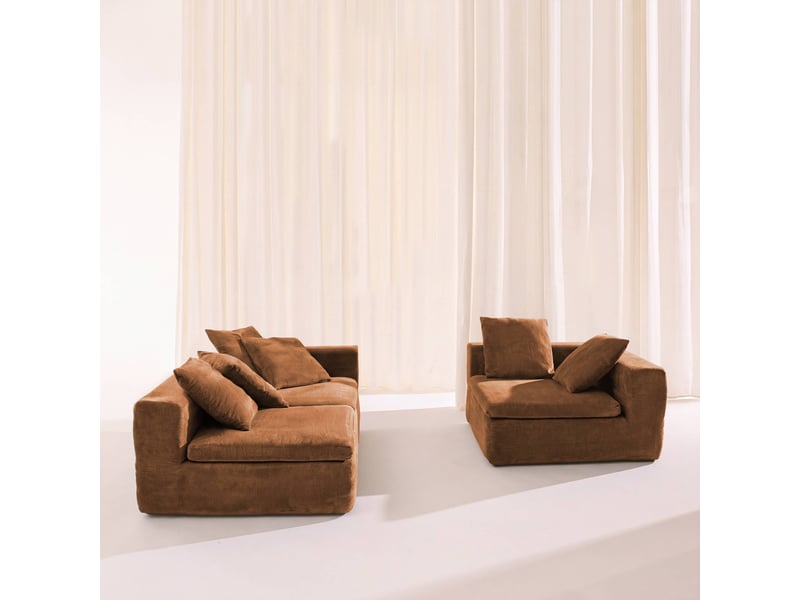  Canapé modulable tissu chenille 4 places terracotta - movi  - Conforama C
