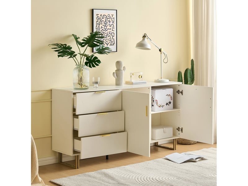  Buffet 2 portes et 3 tiroirs blanc en mdf 160 x 40 x 81,5 cm  - Conforama C