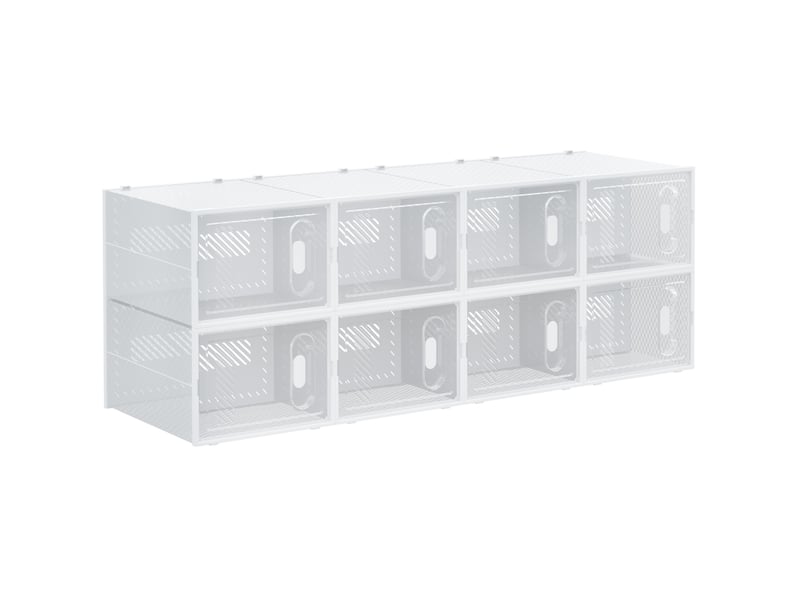  Lot de 8 boîtes à chaussures empilables 28 x 36 x 21 cm – transparent – portes magnétiques en plastique  - Conforama A