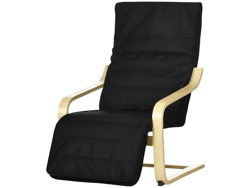  Fauteuil de relaxation avec repose-pieds réglable bois et noir 66,5 x 94 x 100 cm  - Conforama B