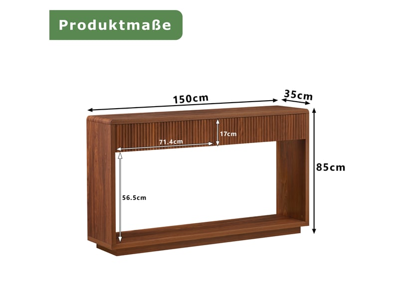  Console d'entrée 150x35x85 cm 2 tiroirs en panneau de particules couleur marron, design simple  - Conforama C
