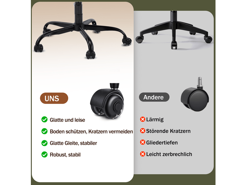  Chaise de bureau réglable avec repose-pieds, pivotante à 360° et roulettes silencieuses en simili cuir vert  - Conforama D