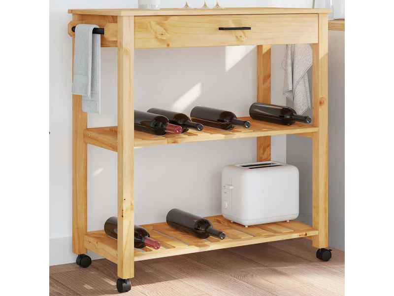  Desserte de cuisine, chariot de rangement monza 84x40x88,5 cm bois massif de pin shl70523  - Conforama B