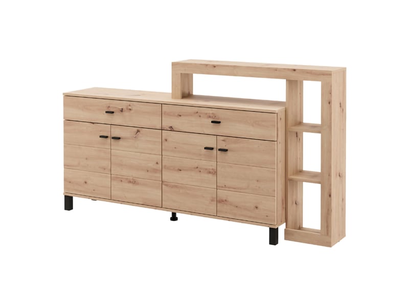  Buffet chefch, meuble bas 2 tiroirs, 183x35x101h cm chêne marron nœuds Chefch - Conforama A
