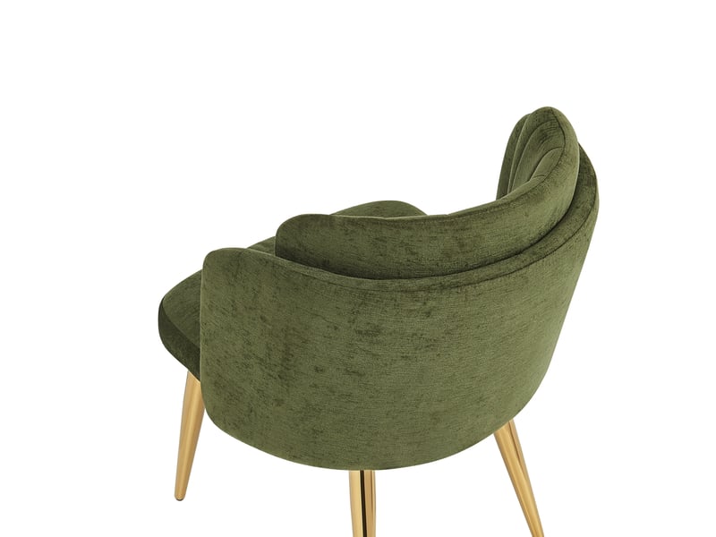  Lot de 4 chaises de salle à manger, moderne, dossier incurvé, assise large, métal doré, vert  - Conforama R