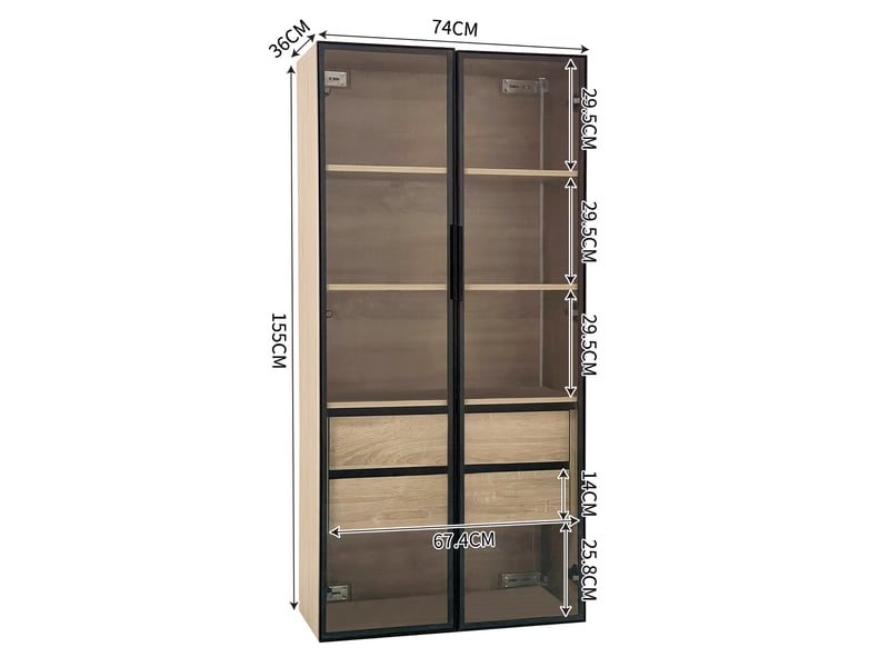 Meuble de rangement salle de bain - rangement compact - mdf - natural - 74 x 36 x 155 cm - fixation murale - salle de bain toilettes LY316172AAF - Conforama E