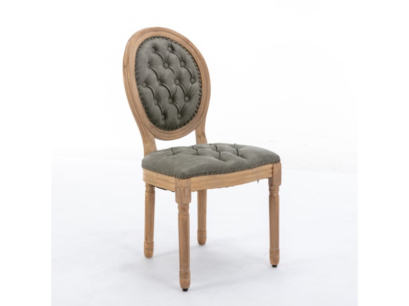  Chaises de salle à manger campagne française – lot de 2, ovale, capitonné, cuir pu et laine, clous décoratifs, de1839wp  - Conforama A