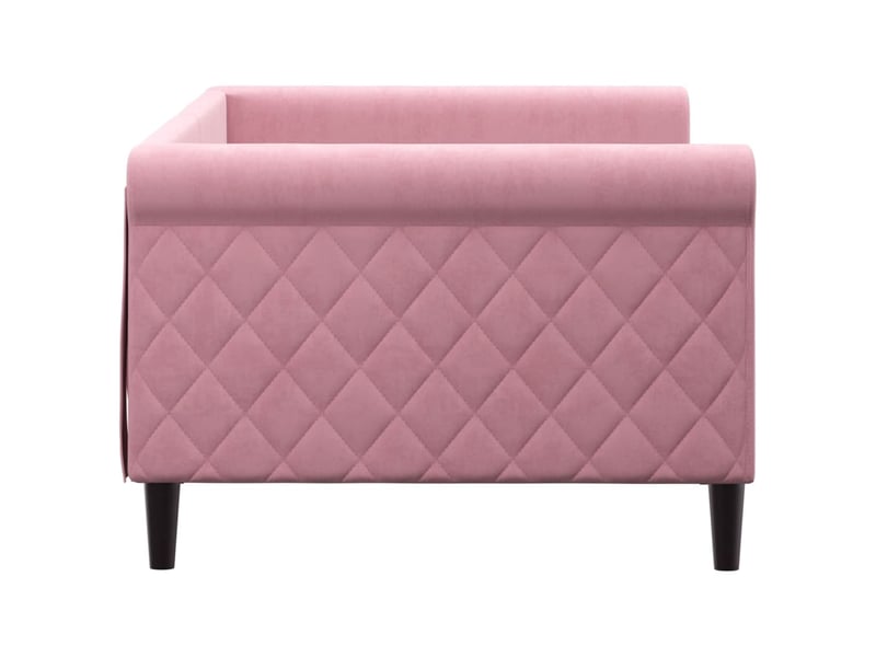  Lit simple- lit adulte -  lit de repos sans matelas rose 90x200 cm velours  - Conforama C
