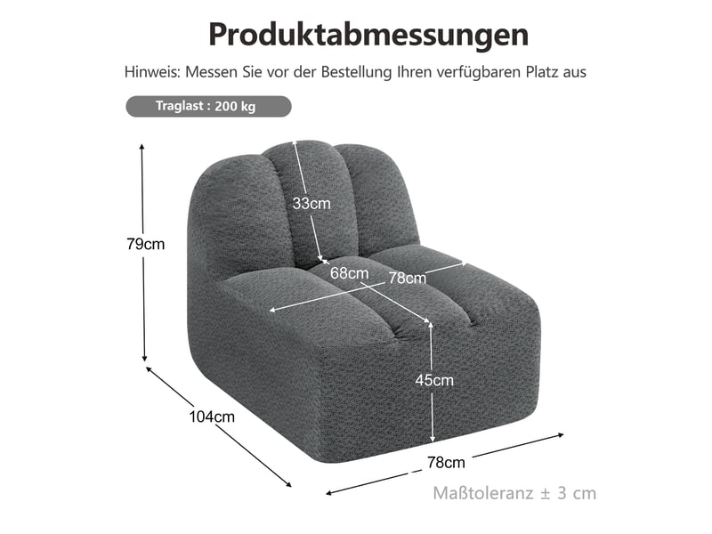  Canapé sans accoudoirs brravo en tissu bouclette gris  - Conforama C