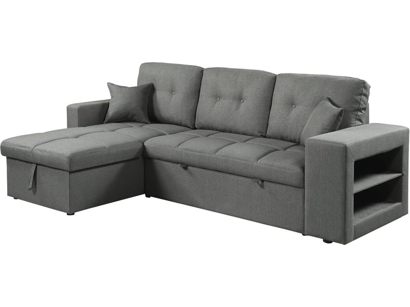 Canapé d'angle convertible-réversible tissu style bubble axel - 3 places - noir - Conforama A
