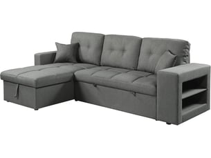 Canapé d'angle convertible-réversible tissu style bubble axel - 3 places - noir