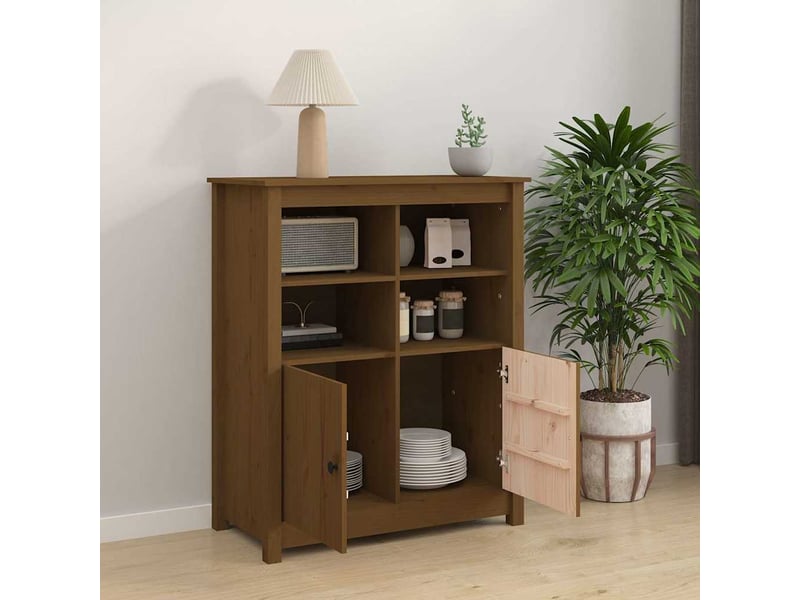  Buffet - bahut - meuble de rangement marron miel 83x41,5x100 cm bois massif de pin  - Conforama C