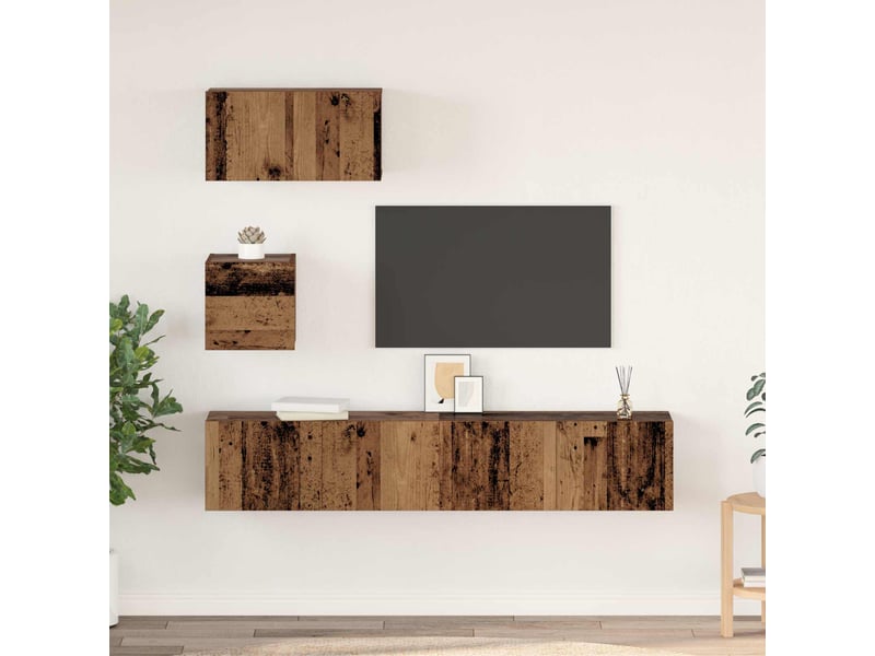  Ensemble meuble tv - banc tv - meuble de rangement 3 pcs bois ancien bois d'ingénierie  - Conforama B