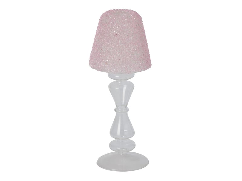  Photophore lampe en verre silje 26cm rose  - Conforama A