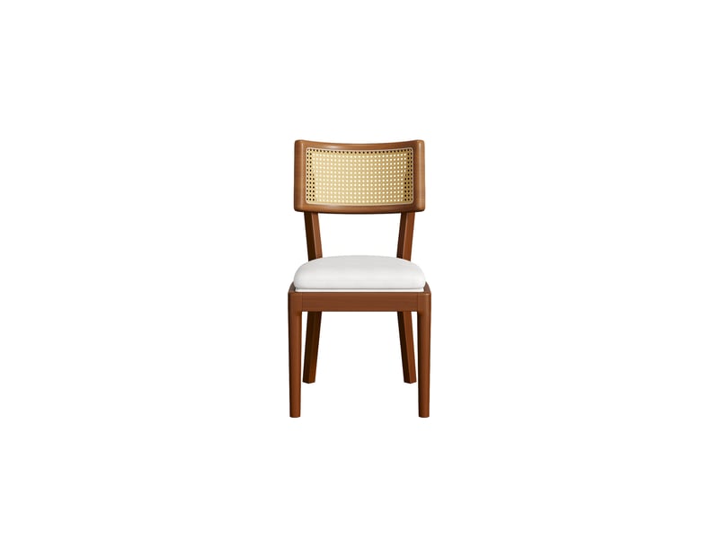  Lot de 4 chaises de salle à manger,50x58x88 cm,bois et rotin,coloris noyer  - Conforama D