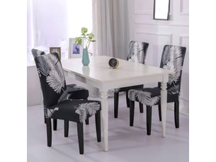 Housse de chaise élastique et rétractable pour restaurants, maisons, hôtels, mariages et conférences feuille de palmier grise, 4