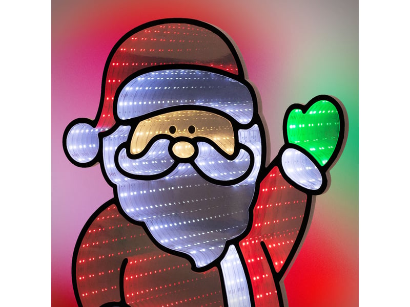  Ecd germany décoration de noël lumineuse avec effet miroir infini, figurine 3d double face, père noël led avec cheminée, lampe décorative pour fenêtre ou porte avec minuterie, éclairage d'intérieur ECD Germany GmbH - Conforama D
