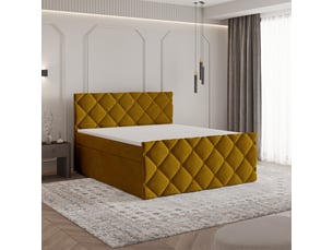 Lit avec rangement 160x200 cm <strong>MASSENO</strong>  <strong></strong> coloris jaune