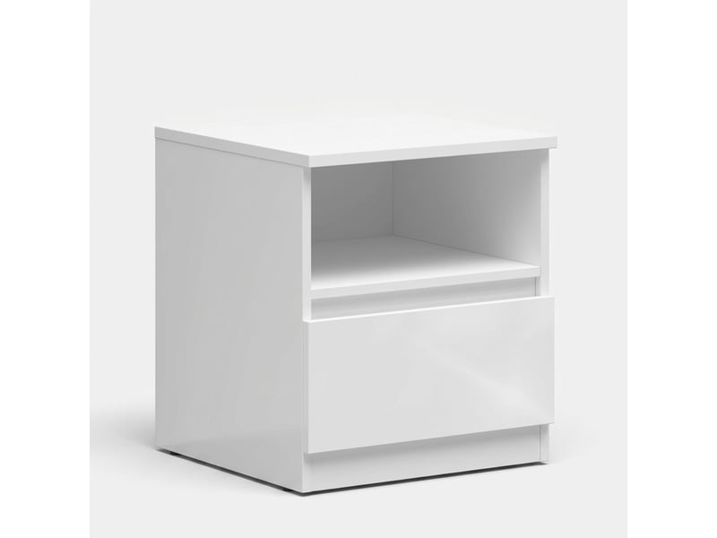  Table de chevet avec tiroir et niche ouverte tetrix - blanc  - Conforama A