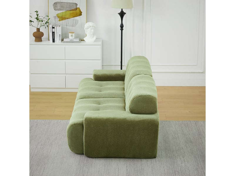  Canapé 3 places en chenille vert, design nuage moderne 224 cm  - Conforama D