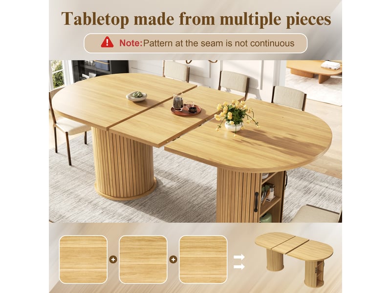 Table à manger extensible avec rangement - lpospi - coulisses télescopiques, mdf naturel, 150 × 80 × 75 cm - Conforama E