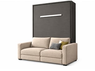 Lit escamotable vertical kimber avec canapé tissu intégré – le salon le jour, un vrai lit la nuit-140x190-cadre anthracite-façade anthracite-canapé beige