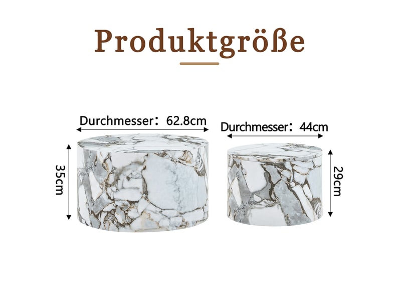  Lot de 2 tables basses gigognes 68.0x69.0x42.5 cm avec rangement en mdf blanc  - Conforama E