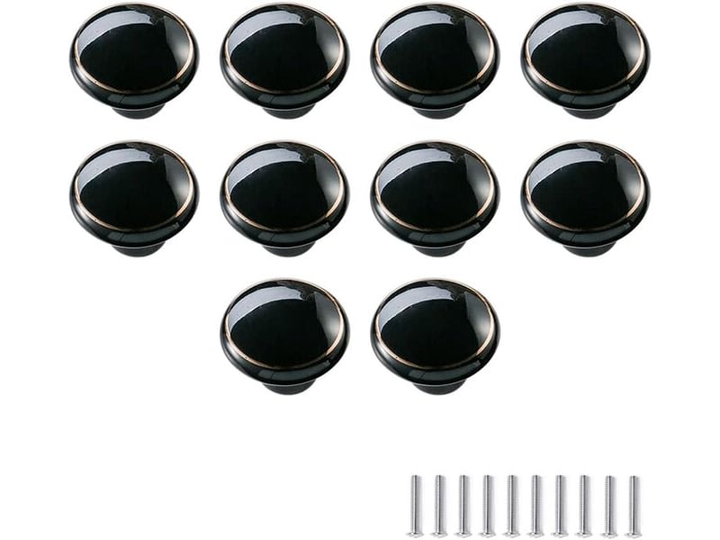  Ensemble de 10 boutons ronds vintage en céramique, tirateurs pour tiroirs, cuisine, portes et commodes  - Conforama E