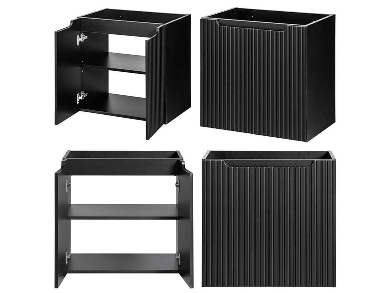  Meuble sous lavabo salle de bain rangement design avec 3 portes 90 x 60 x 40 cm noir 03_0010023  - Conforama C
