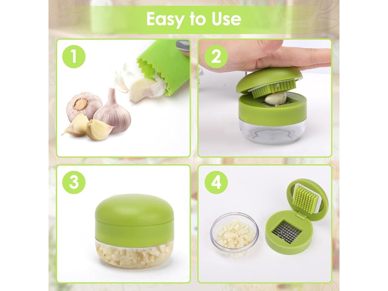  Set de presses ail, presse-ail manuel, avec outil éplucheur en silicone et brosse de nettoyage, lames en acier inoxydable alimentaire  - Conforama E