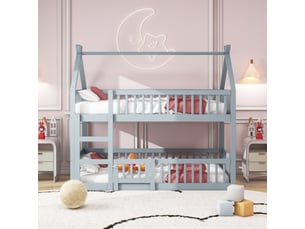 Lit superposé 90x200 cm <strong></strong> <strong></strong> coloris gris