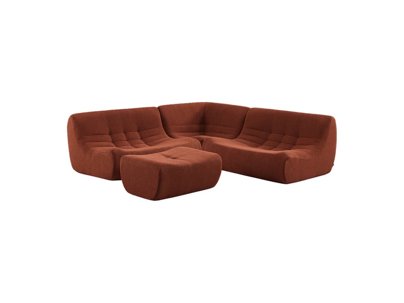  Canapé d'angle modulable 5 places avec repose pied bouclette texturée terracotta - sokol  - Conforama A