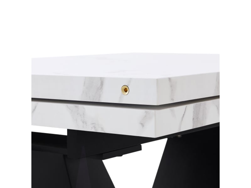  Table à manger télescopique extensible 99-159×75 cm – gain de place, plateau blanc en v, design flexible, bureau  - Conforama D