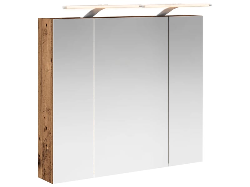 Armoire miroir de salle de bain, cabinet de salle de bain bois ancien 80 x 14.5 x 70 cm cf65149 - Conforama A