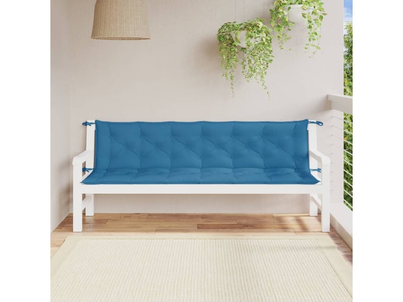  Lot de 2 coussins de banc de jardin, coussins d'assise bleu mélangé tissu cf58646  - Conforama C