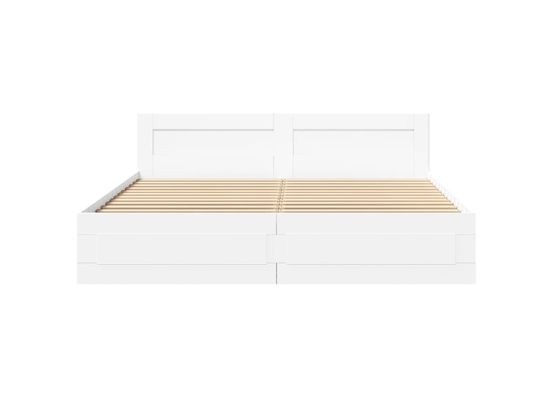  Lit double- lit adulte -  cadre de lit avec tête de lit sans matelas blanc 200x200 cm  - Conforama D