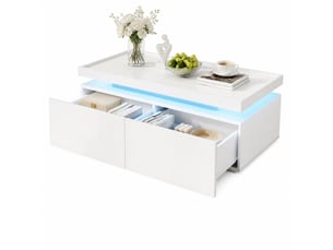 Table basse rectangulaire coloris blanc LPOSPI - 45 cmx95 cm