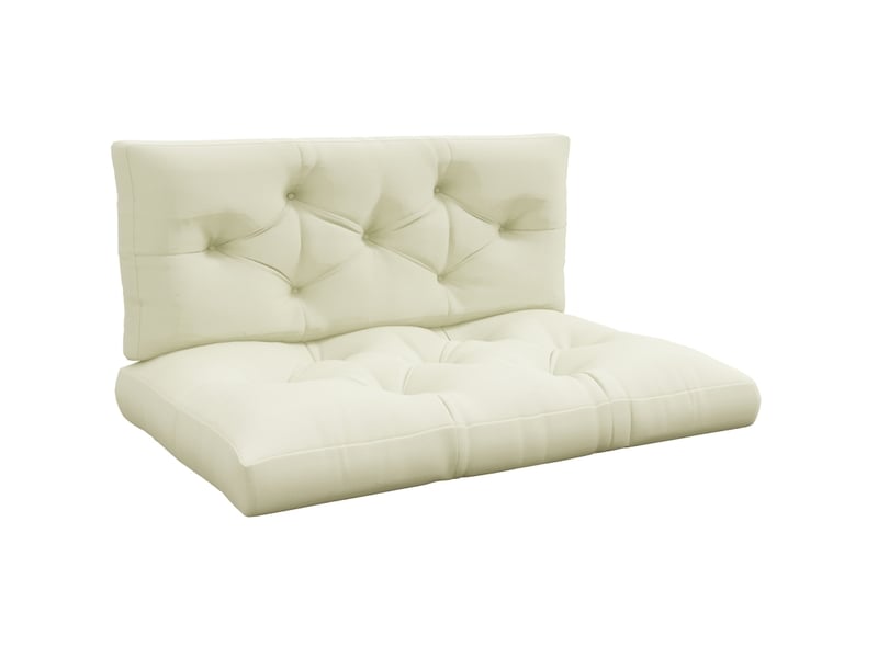  Lot de 2 coussins d'assise et de dossier 120 x 80 x 12 cm, crème, polyester, usage intérieur et extérieur  - Conforama A