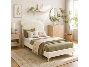 Lit simple 90x200 cm <strong>MAISENTIEL</strong>  <strong></strong> coloris beige