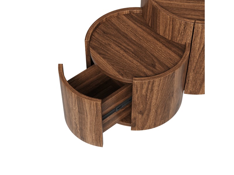  Table basse avec tiroirs et portes courbées coloris noyer 77.5 x 47.5 x 40 cm N621P420675N - Conforama D