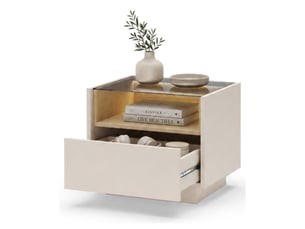 Table de chevet veirra, un tiroir, 53x40x43h cm beige