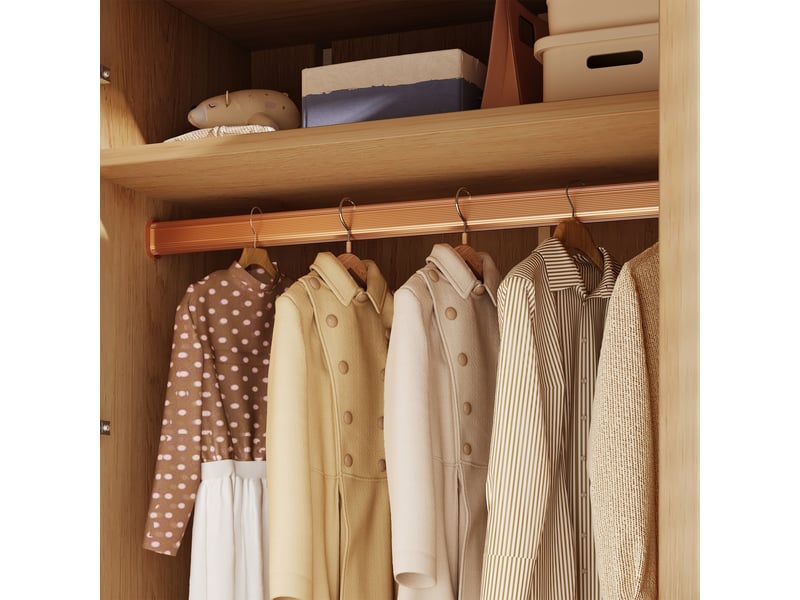  Armoire 2 portes 120 × 48 × 161 cm, penderie et 2 tiroirs, aspect chêne IKSETERA TRADING LTD - Conforama R