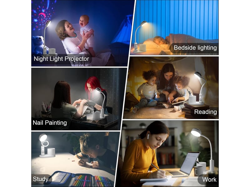  Lampe de bureau enfant avec porte-stylo led rechargeable dimmable pour enfants (blanc)  - Conforama C