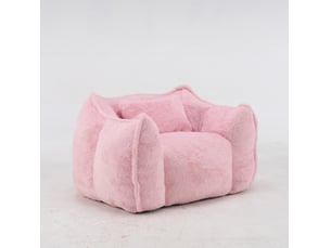 Fauteuil‑poire géant 123x97x73 cm avec coussin, sans montage, fauteuil relax moelleux, remplissage mousse, fausse fourrure, rose