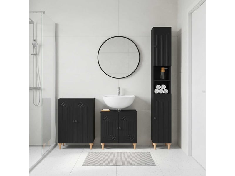  Ensemble de meuble de salle de bain 3 pièces alkmaar noir cf63302  - Conforama B