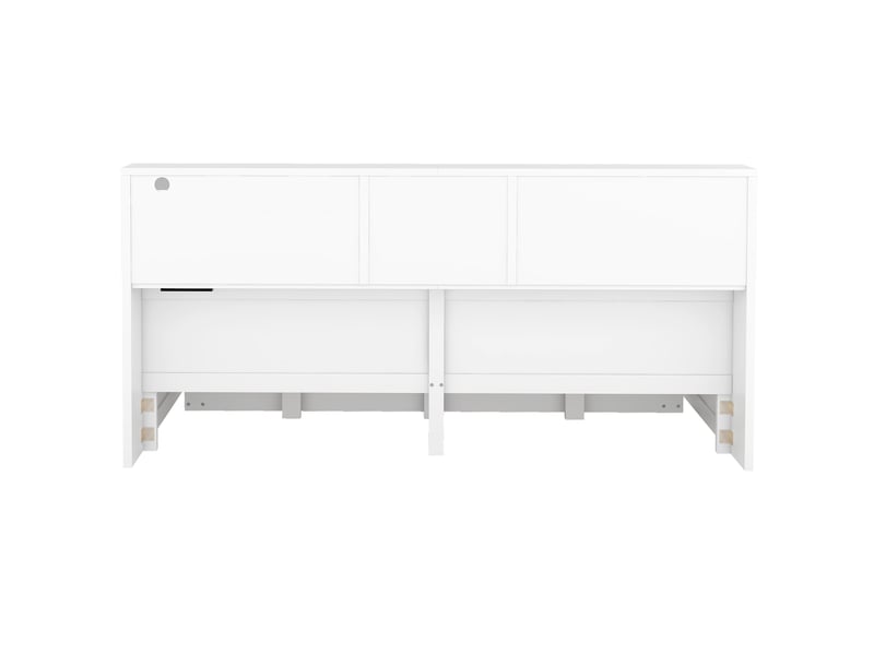  Canapé-lit 140x200 blanc avec lit gigogne extensible, éclairage led, prise usb et rangement  - Conforama W