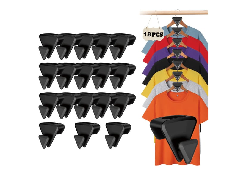  Lot de 18 crochets, de connexion pour cintres, d'empilage robustes pour organisateurs de placard, noir  - Conforama A