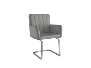 Ensemble de 2 chaises à rayures verticales, fauteuil rembourré à pieds métal zigzag, chaise longue gris cuir synthétique